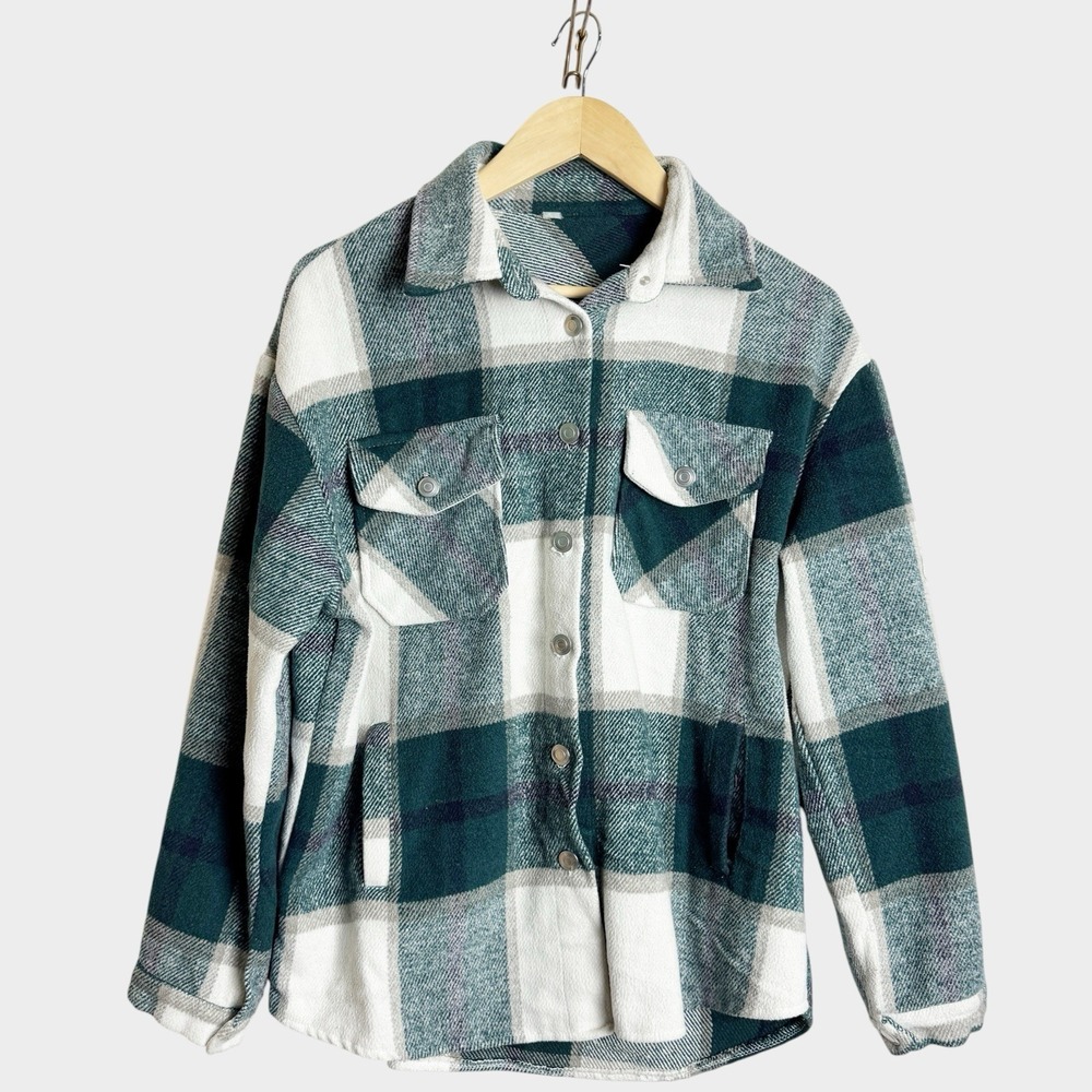 Women S Green Plaid Cabincore Gorpcore Grunge Slouchy Oversized Shacket